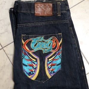 COOGIE Mens Jeans 34 x 32 Old School Embroidered patch b18 Man pants